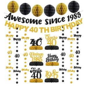 Black and Gold Birthday Party Decoration Set